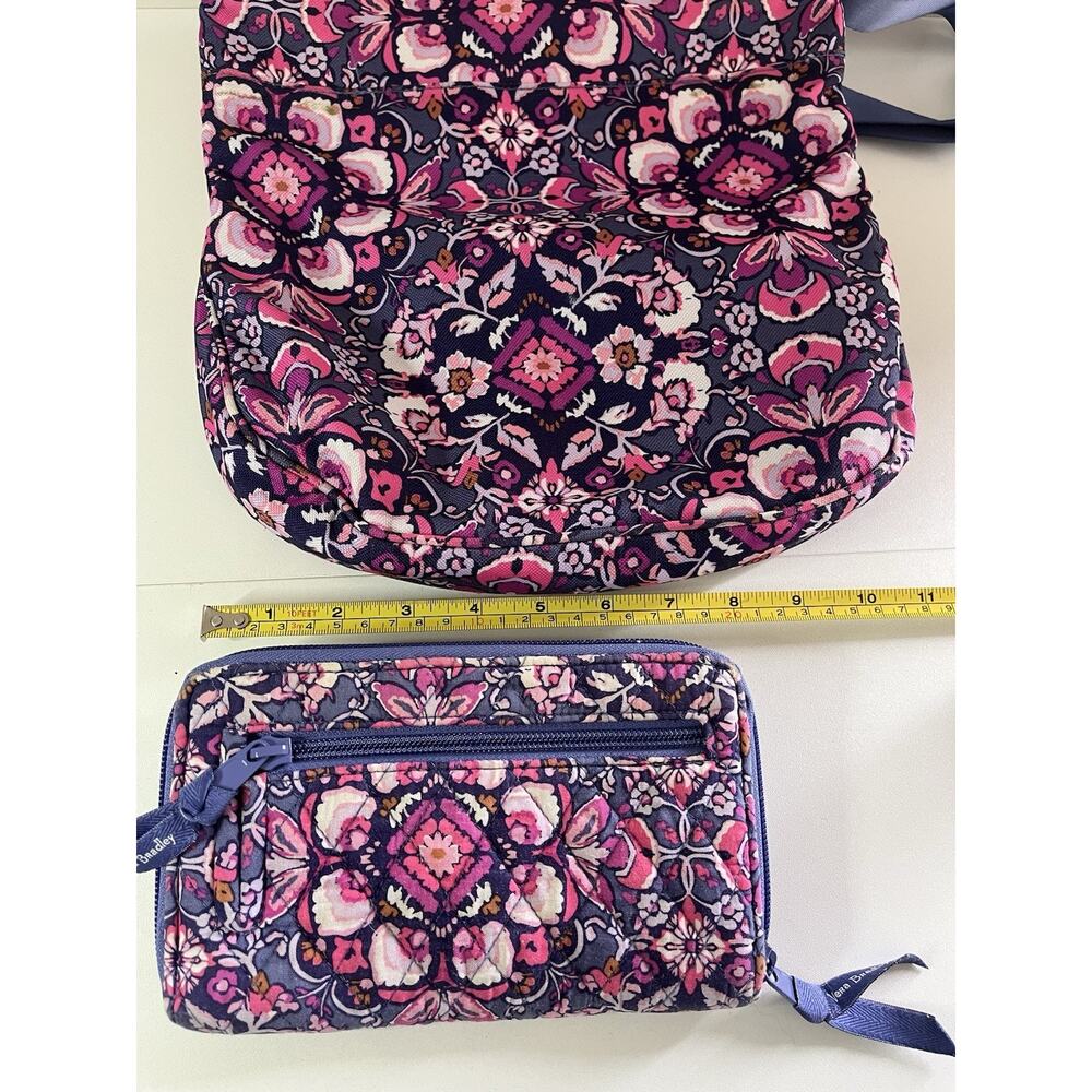 Vera Bradley Magenta Medallion Triple Zip Hipster Crossbody Bag Matching Wallet - Picture 6 of 7